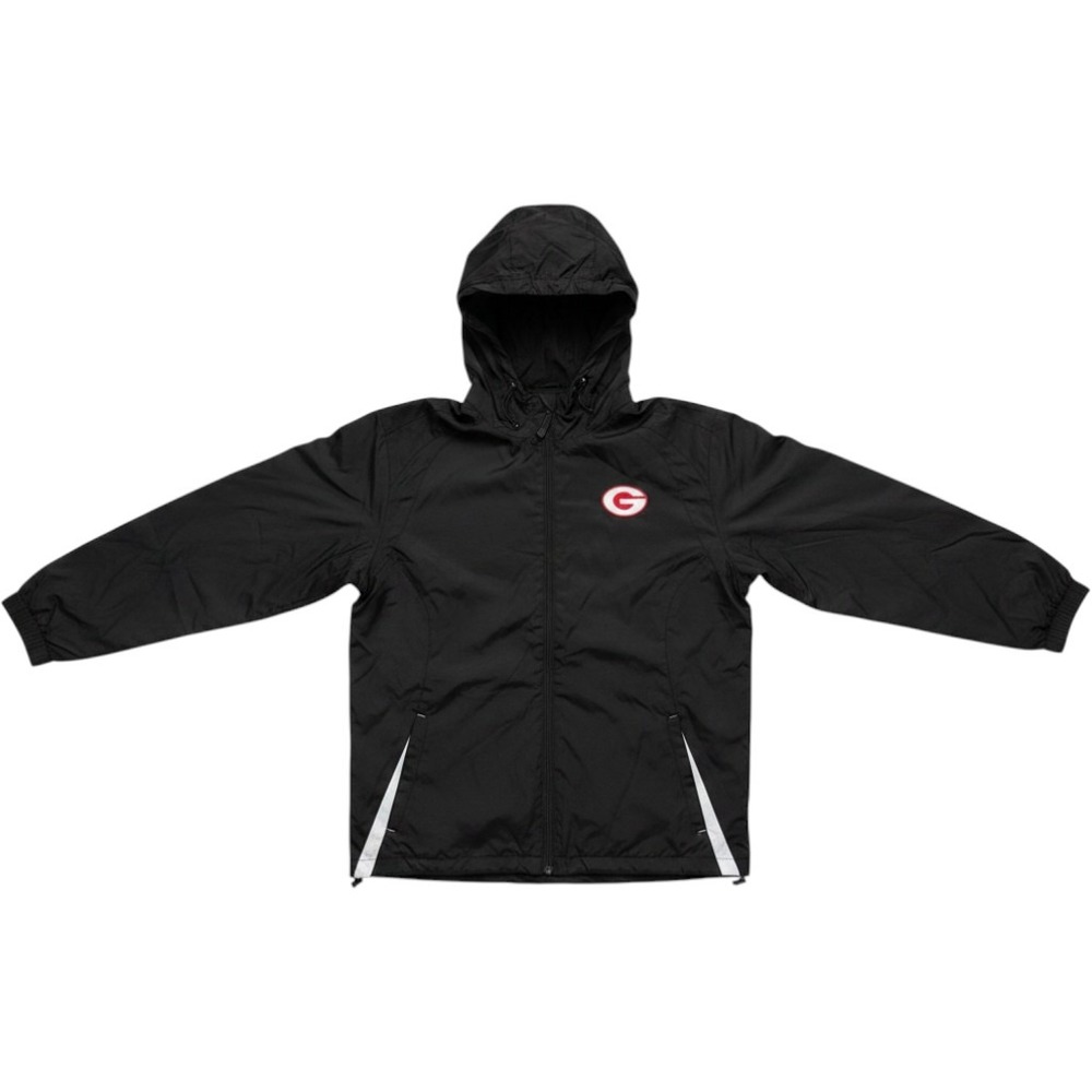 Sport-Tek Georgia Bulldogs Windbreaker Jacket Black Mens Medium Hooded Full Zip